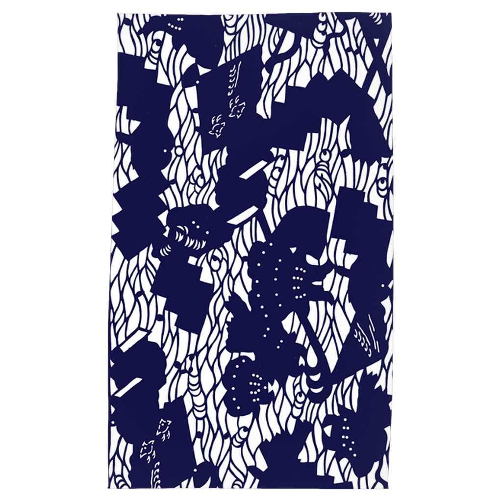 Folding Fan Tea Towel - Navy - HapDog Laboratories 